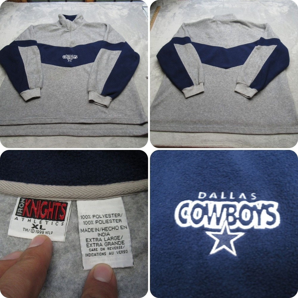 Vintage Dallas Cowboys Sweatshirt Men‎ XL Gray Blue 1/4 Zip Pullover 90s Fleece